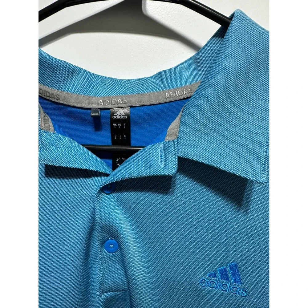 Adidas Golf Polo Shirt Mens Large L Blue ClimaLite Athletic Training - Picture 3 of 4